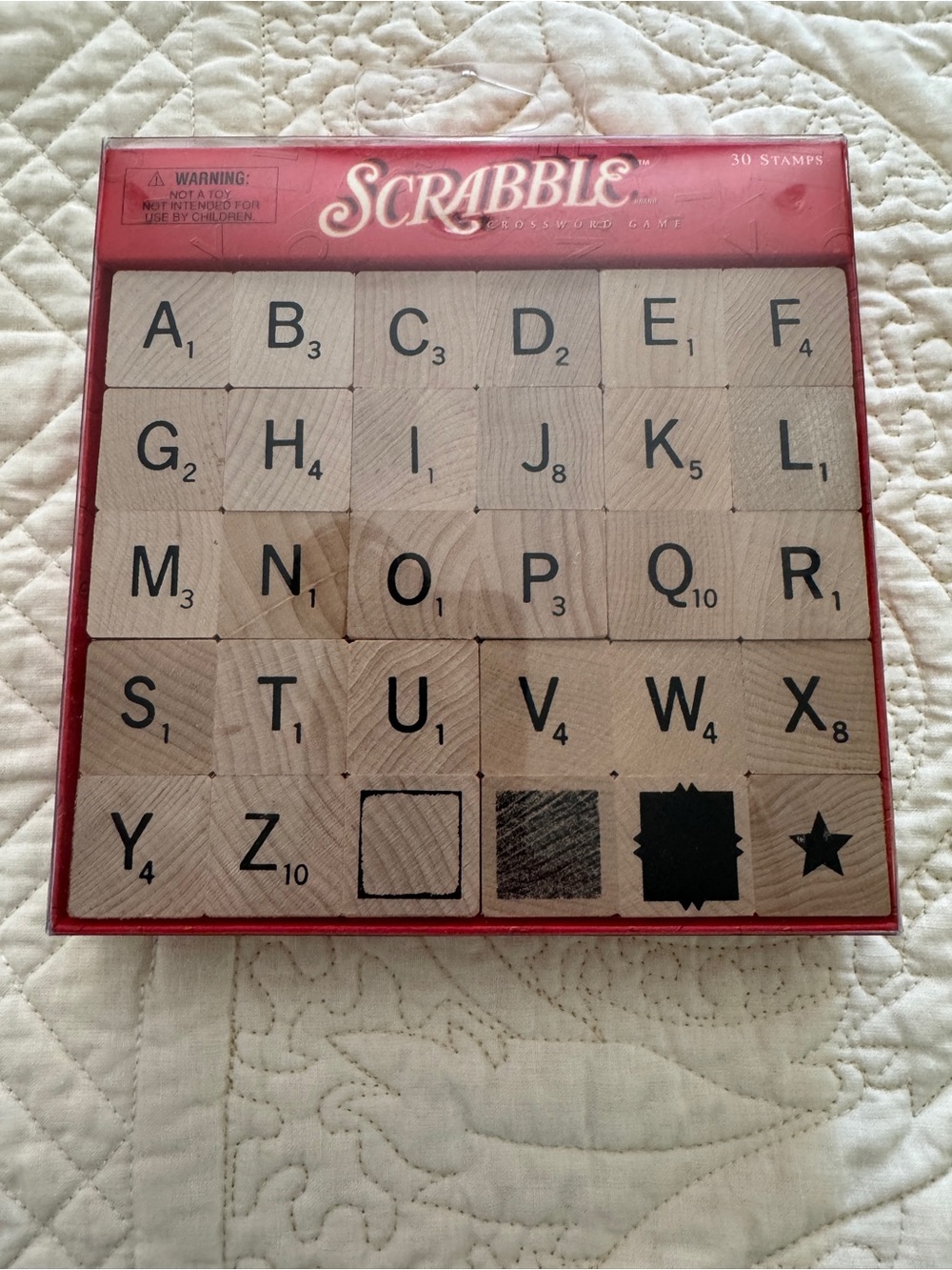 Scrabble Wooden Alphabet Stamp Set
